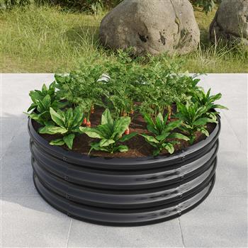 32.08\\"*11.4\\" Tall Round Raised Garedn Bed,Metal Raised Beds for Vegetables, Outdoor Garden Raised Planter Box, Backyard Patio Planter Raised Beds for Flowers, Herbs, Fruits Black