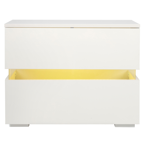 RGB LED Double Side Cabinet Bedside Table White