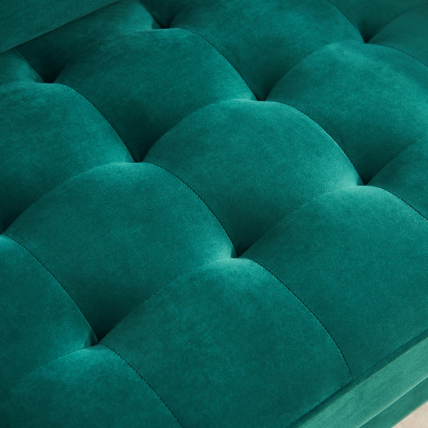  70'' Modern button tufted sofa with 2 throw pillows for living room,Velvet sofa, Emerald 