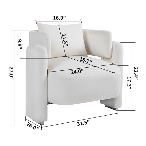 Modern design velvet lounge chair,single sofa with pillows for living room,bedroom(BEIGE)