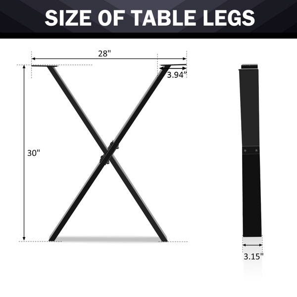 30''H Table legs, Modern Office Desk Legs, Heavy Duty Iron and Industrial Design, DIY Metal Furniture Legs for Coffee Dinning Table, Bench Stool, Cabinet, Sofa, Chair, Black (30”H x 28”W, 2PCS)