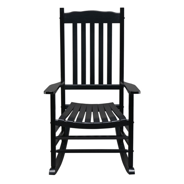 68.5*86*115CM Square Wooden Rocking Chair Wavy Backboard Black