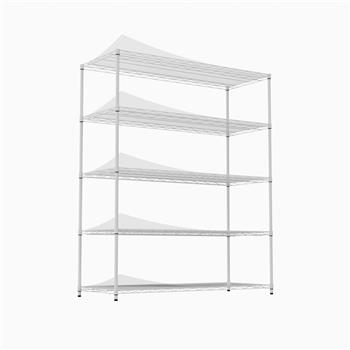 5-tier heavy-duty adjustable shelving and racking, 300 lbs. per wire shelf, with wheels and shelf liners, for warehouses, supermarkets, kitchens, etc. 59.45 \\"L × 24.02 \\"W × 71.65 \\"H,White