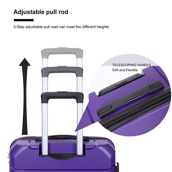 Hardshell Suitcase Spinner Wheels PP Luggage Sets Lightweight Durable Suitcase with TSA Lock,3-Piece Set (20/24/28) ,Purple