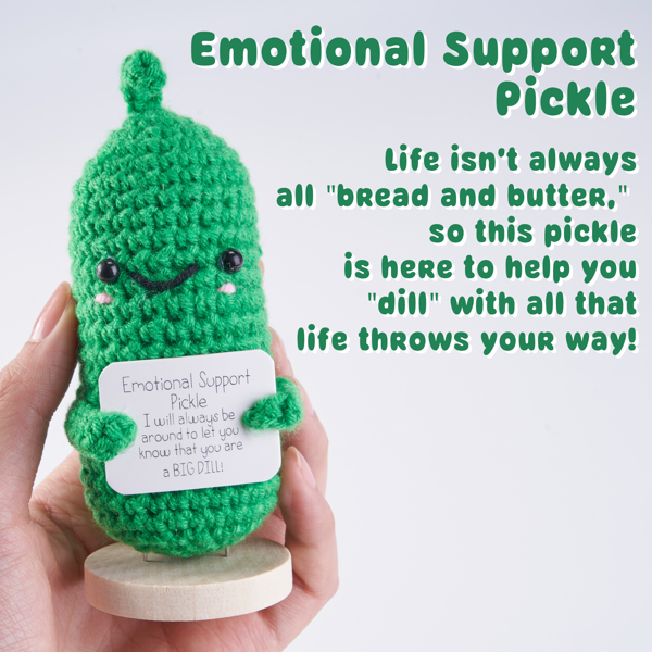 Positive Toy Gifts Funny Crochet Knitted Doll with Positive Card, Mini Creative Small Gifts for Friends, Family, Party Decoration Encouragement，Birthday Gifts (Cucumber) No Delivery on Weekends