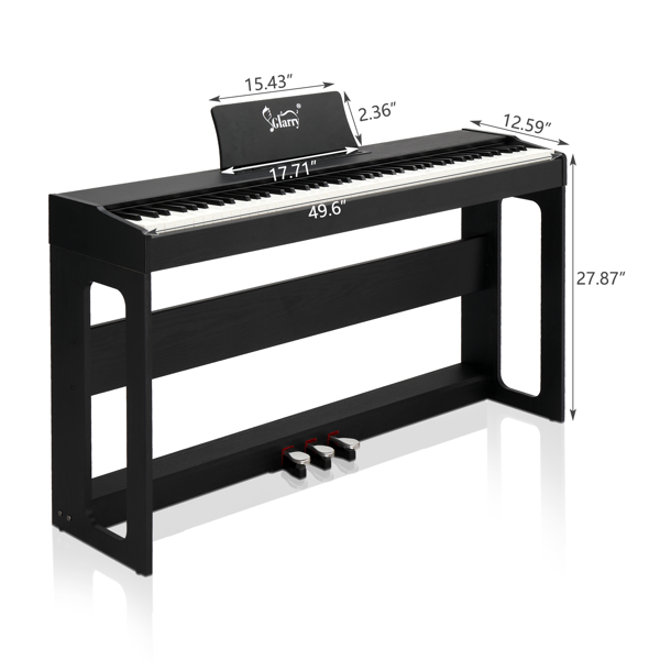 [Do Not Sell on Amazon] Glarry GDP-104 88 Keys Full Weighted Keyboards Digital Piano with Furniture Stand, Power Adapter, Triple Pedals, Headphone, for All Experience Levels Black--Replace 46233857