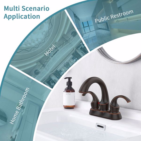 Bathroom Faucet 2-Handle Oil Rubbed Bronze with Aerator, Swan Style 4-inch Centerset Vanity Sink with Pop-Up Drain and Supply Hoses, FR4075-ORB