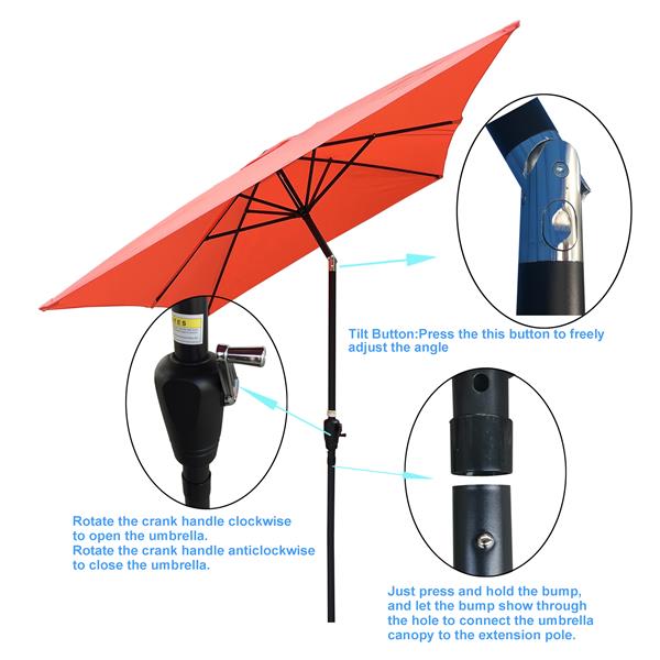 6 x 9ft  Patio Umbrella Outdoor  Waterproof Umbrella with Crank and Push Button Tilt without flap for Garden Backyard Pool  Swimming Pool Market