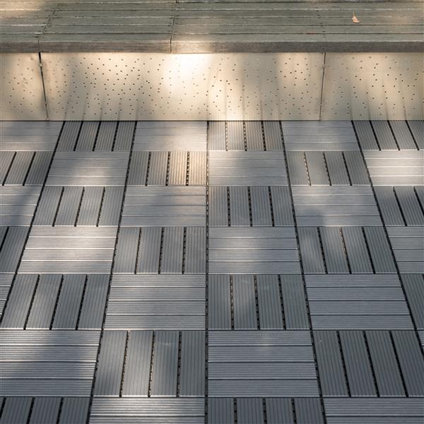 Plastic Interlocking Deck Tiles,44 Pack Patio Deck Tiles,12"x12" Square Waterproof Outdoor All Weather Use, Patio Decking Tiles for Poolside Balcony Backyard, Grey