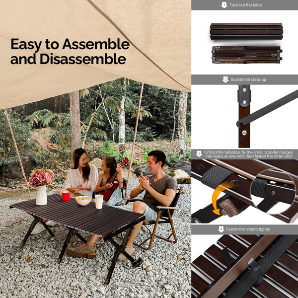 120*60*40cm  Wooden Camping Roll Table 