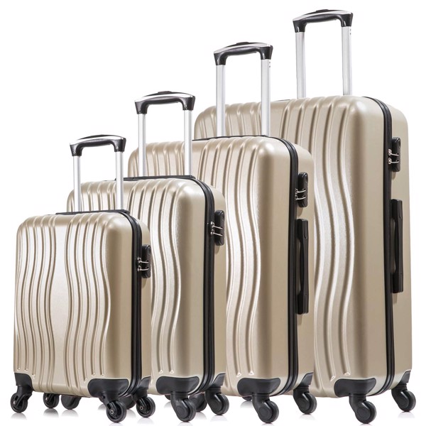 4 Piece Luggage Set PC Material Hard Shell  Suitcase with Spinner Wheels Lightweight Suitcase Set Silver