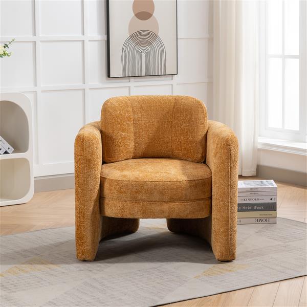 Mid Century Modern Barrel Accent Chair Armchair for Living Room, Bedroom, Guest Room,Office, pumpkin orange