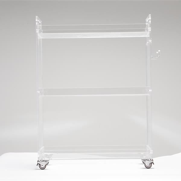 Acrylic Rolling Side Table - 3 Tiers End Table with Lockable Wheels - Small Clear Table for Living Room,