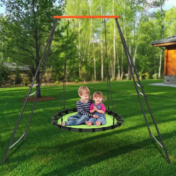 Metal Outdoor Garden Swing for Children, Porch Swing Frame, Heavy Duty A-Frame Children's Garden Swing, Swing Stand Frame for Yoga Hammock, Swing Support Only, Orange