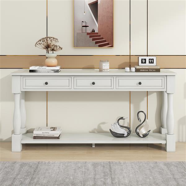 Console Table 63" Long Console Table with Drawers and Shelf for Entryway, Hallway, Living Room