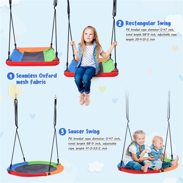 5 in 1 Outdoor Toddler Swing Set for Backyard, Playground Swing Sets with Steel Frame, Multifunction Playsets for Kids with Climbing Ladder, Saucer Swing, Monkey Bar Swing, Disc Swing and Swing Ring