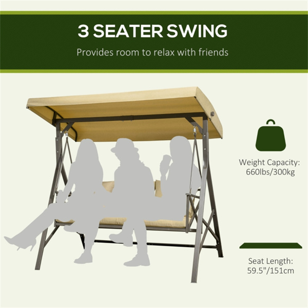 3-Seat Outdoor Porch Swing