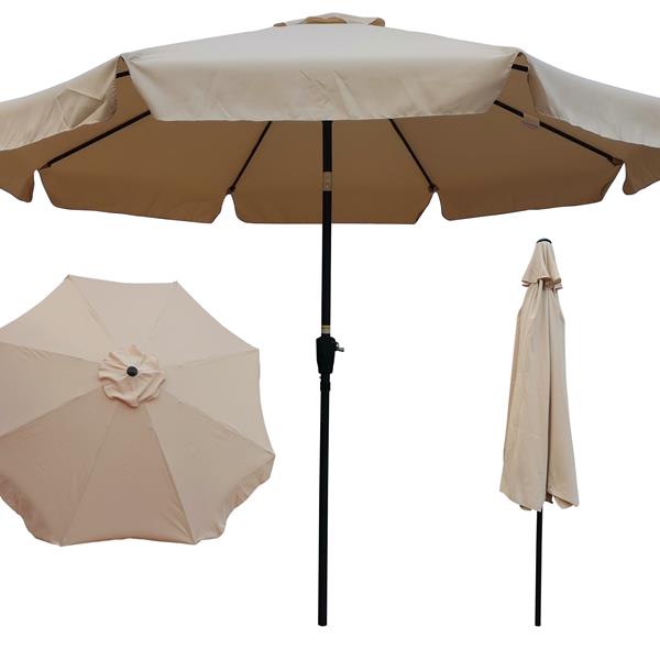 10 ft Patio Umbrella Market Table Round Umbrella Outdoor Garden with Crank and Push Button Tilt for Garden Deck Backyard Pool Shade Outside