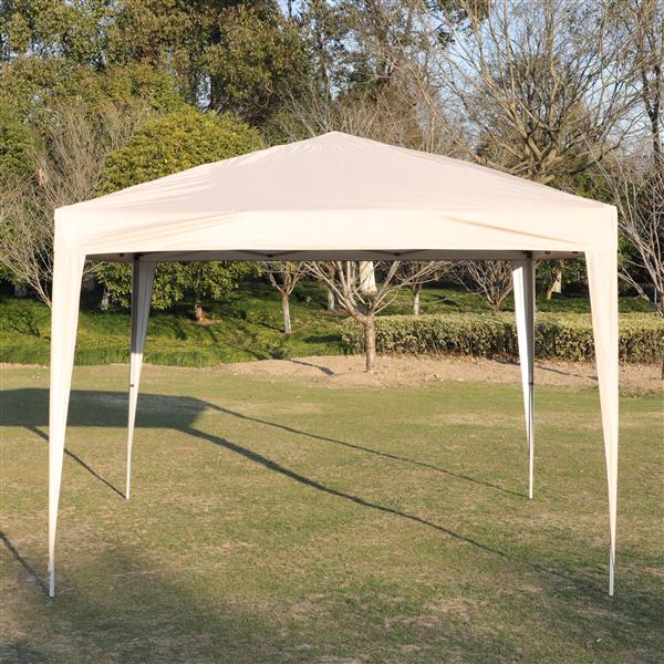 Outdoor 10x 10Ft Pop Up Gazebo Canopy Tent Removable Sidewall with Zipper,2pcs Sidewall with Windows,with 4pcs Weight sand bag,with Carry Bag-Beige