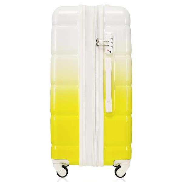 Luggage Set of 3, 20-inch with USB Port, Airline Certified Carry-on Luggage with Cup Holder, ABS+PC Hard Shell Luggage with Spinner Wheels, lemon yellow, New Products In Stock Mid May