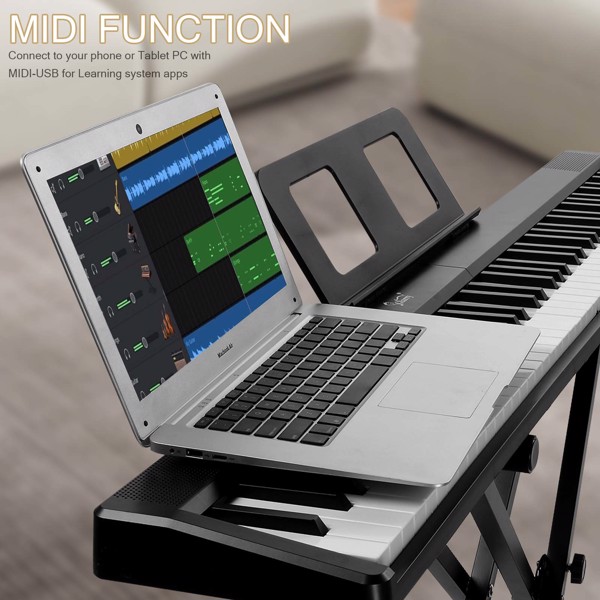 [AM not for sale] Glarry GPP-106 88 Key Folding Piano Semi-Weighted Standard Keyboards Digital Piano with MIDI Bluetooth, Handbag，Headphone，for Piano Lover Black color