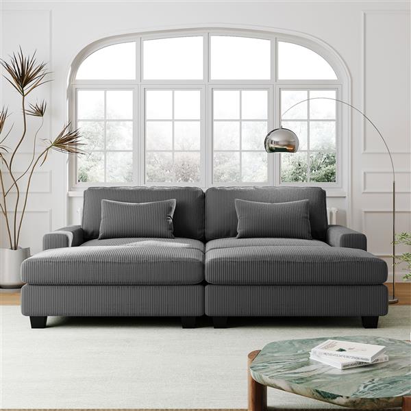 90'' Square Arm Sofa with Removable Back Cushions and 2 pillows,Couch for Living Room, Office, Apartment