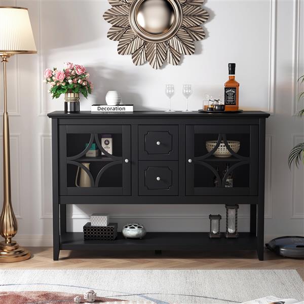 Sideboard Buffet Console Table, Media Cabinet with Adjustable Shelves, Black