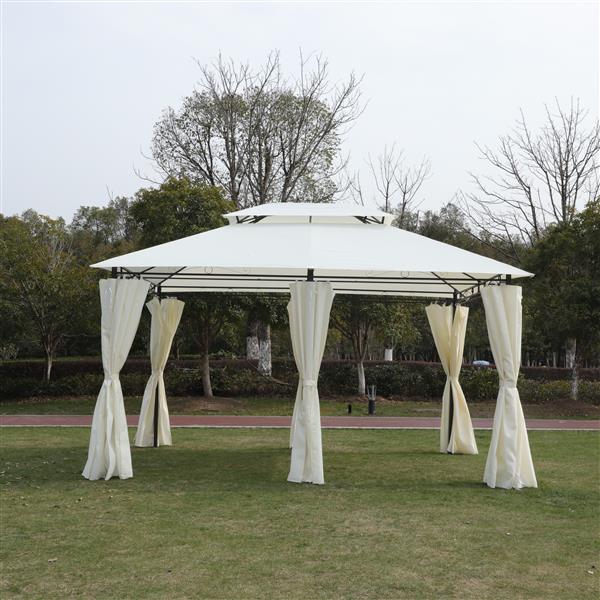 13x10 Outdoor Patio Gazebo Canopy Tent With Ventilated Double Roof And Mosquito net(Detachable Mesh Screen On All Sides),Suitable for Lawn, Garden, Backyard and Deck,Coffee Top