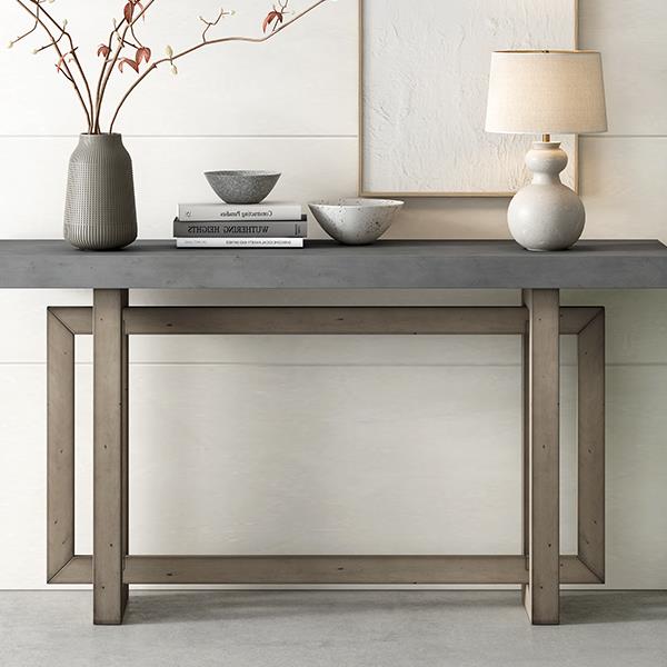 Contemporary Console Table with Wood Top, Extra Long Entryway Table for Entryway, Hallway, Living Room, Foyer, Corridor