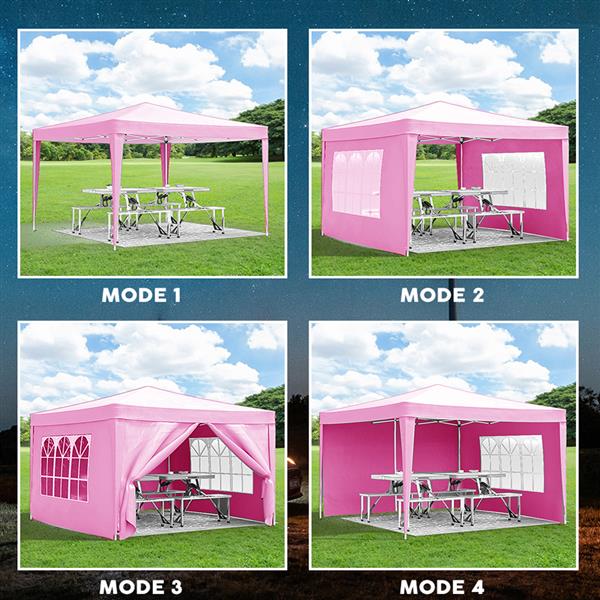 10x10'Pop Up Canopy Outdoor Portable Party Folding Tent with 4 Removable Sidewalls + Carry Bag + 4pcs Weight Bag