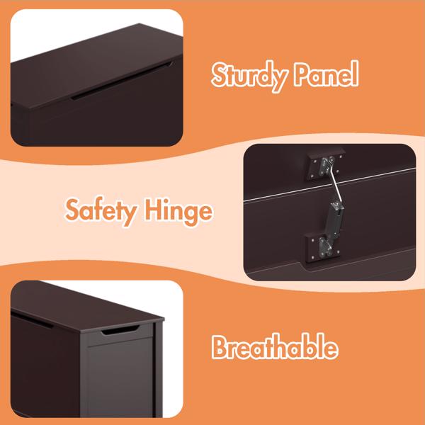 Wooden storage box,, with safety hinge cover