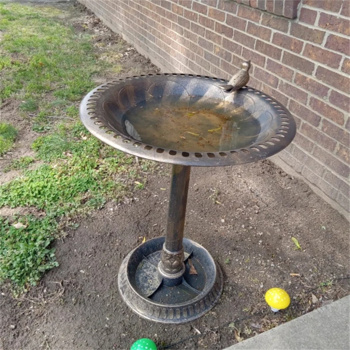 28 \\"bird bath feeder with flowerpot base, bronze 