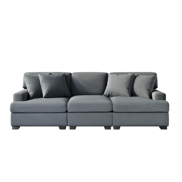 3 Seat Sofa with Removable Back and Seat Cushions and 4 Comfortable Pillows