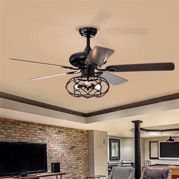 Low Profile Ceiling Fan with Lights(no include bulb),Blade Dark Wood  52-inch Ceiling Fan (Optional Remote&2 Color Option Blades)