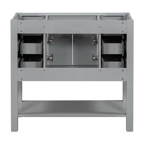 36'' Bathroom Vanity without Top Sink, Grey Cabinet only, Modern Bathroom Storage Cabinet with 2 Soft Closing Doors and 6 Drawers (NOT INCLUDE BATHROOM VANITY SINK)