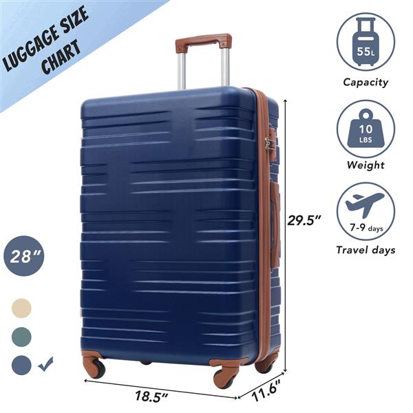  Luggage with TSA Lock Spinner Wheels Hardside Expandable Luggage Travel Suitcase Carry on Luggage ABS 28"