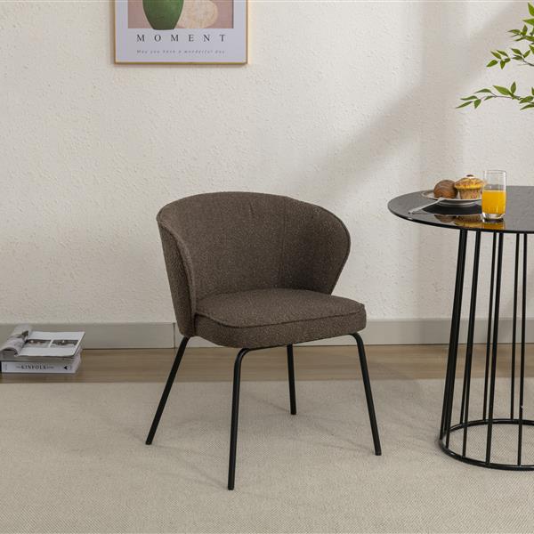 041-Set of 1 Fabric Dining Chair With Black Metal Legs,Dark Brown