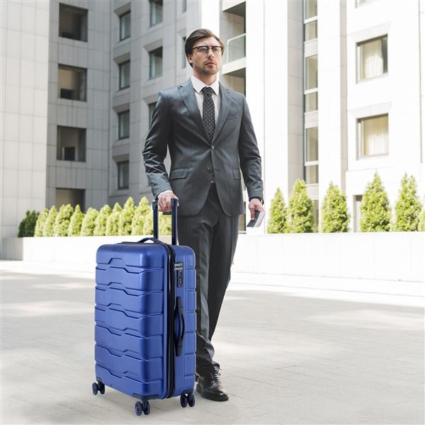 Luggage Sets ABS+PC Hardshell 3pcs Clearance Luggage Hardside Lightweight Durable Suitcase sets Spinner Wheels Suitcase with TSA Lock (20/24/28), BLUE