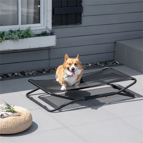 43.75 "L Foldable Elevated Pet Bed Black