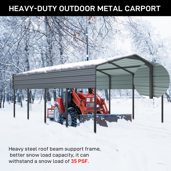 12x20 FT Metal Carport Heavy Duty with Reinforced Frame, Outdoor Garage Multi-Use Shelter Canopy Car Shelter for Pickup, Boat, Car and Tractors