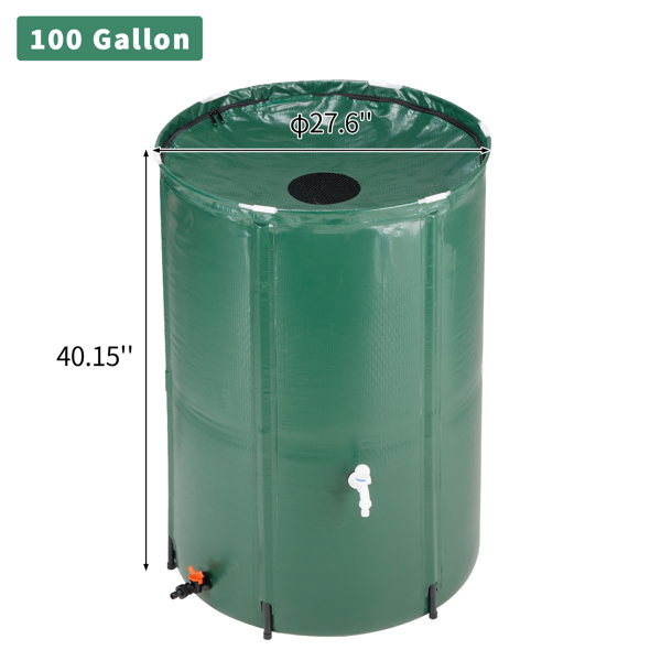 100 Gallon Folding Rain Barrel Water Collector Green