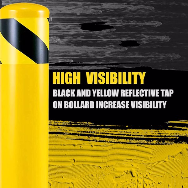 Safety Bollard Post, 36 Inch Height Steel Bollards, 4.5 Inch Diameter Parking Bollard, Yellow Powder Coated Safety Parking Barrier Post, for Traffic Sensitive Areas, 10PCS 