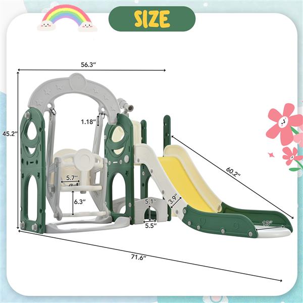 Toddler Slide and Swing Set 5 in 1, Kids Playground Climber Slide Playset with Telescope,  Combination for Babies Indoor & Outdoor