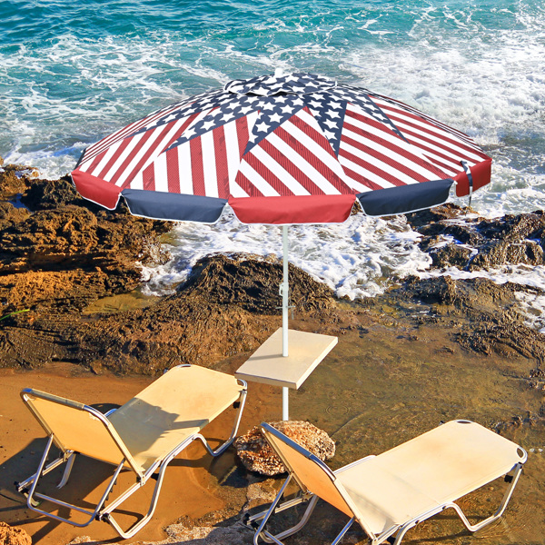 7 ft  Beach Umbrella with UV Protection - UV40+ silver-coated polyester - American Flag Design - Tiltable Canopy for Sun Protection - Ideal for Sand or Poolside Use（No shipments on weekends）