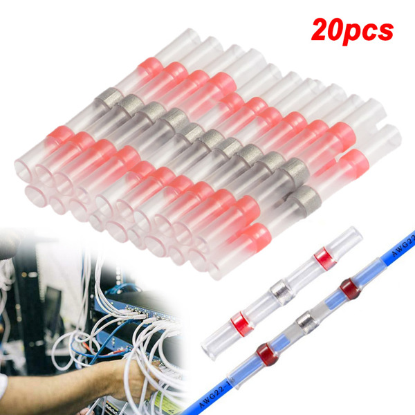 20 PCS Welded Sealing Sleeve Heat Shrink Waterproof Wire Connector Butt Terminal