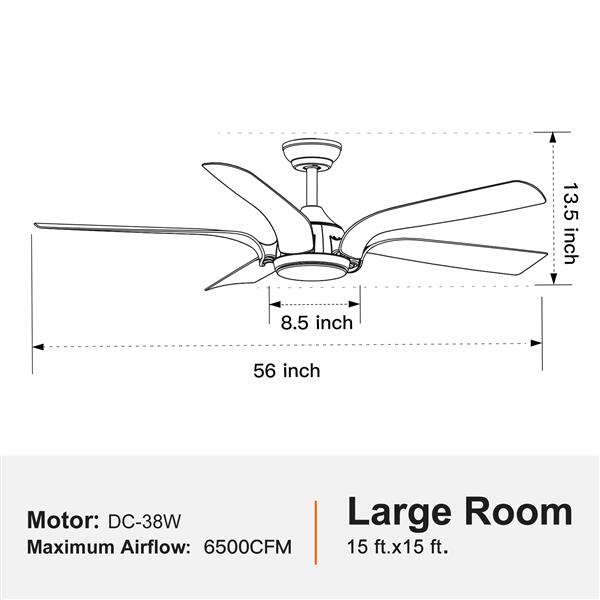 Smart 56"  Integrated LED Ceiling Fan with Antique Wood in Floral Shape