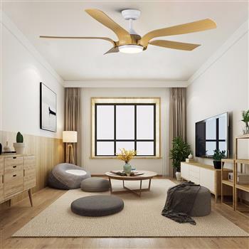 Smart 56\\"  Integrated LED Ceiling Fan with Antique Wood in Floral Shape