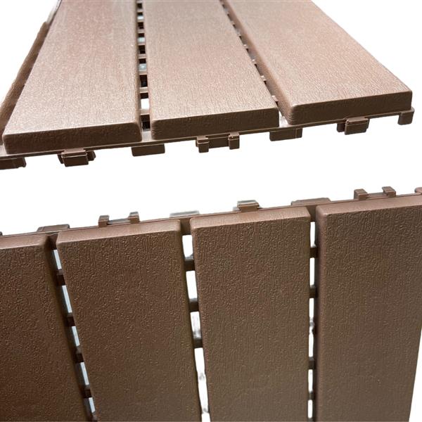 Plastic Interlocking Deck Tiles,44 Pack Patio Deck Tiles,11.8"x11.8" Square Waterproof Outdoor Floor All Weather Use, Patio Floor Decking Tiles for Porch Poolside Balcony Backyard (Dark Brown 44 pack)