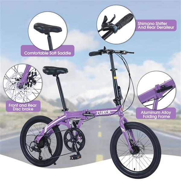 20" Folding Bike Aluminium Alloy Frame 8 Speed  City Bike