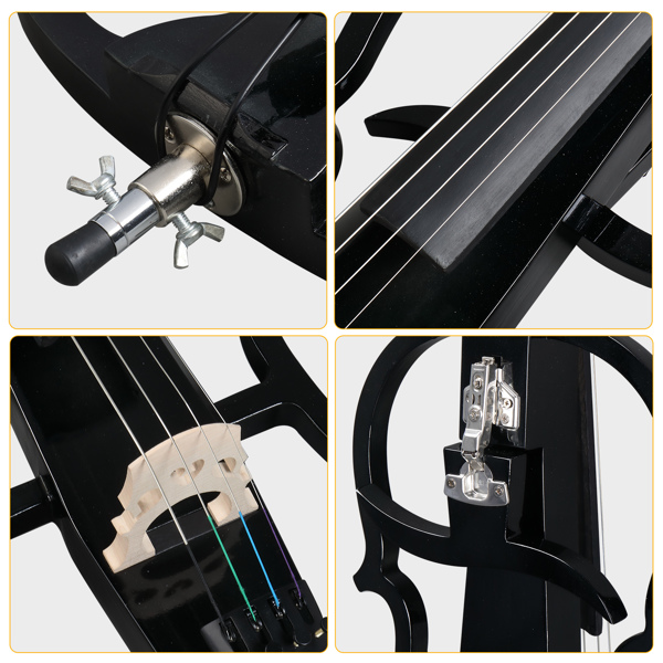 Full Size 4/4 Electric Style Cello with Case Bow Rosin Earphone Connecting line